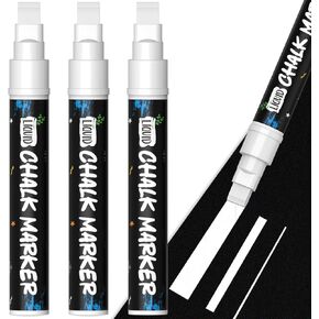 KERIFI Car Window Markers for Glass Washable, 10mm Jumbo White Liquid Chalk Markers for Holiday Wedding Decorations, Dry & Wet Erasable Bold Chalk Paint Pens for Chalkboard Blackboard Mirror, 3 Count