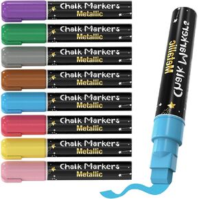MaxGear Chalk Markers, 8 Color Liquid Chalk Markers for Car Window, Wet Erase Car Window Markers for Glass Washable with 10mm Thick Tip for Chalkboard, Glass, Window, Mirror, Macaron Color, 8 Count