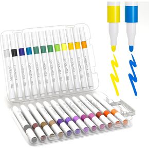 CHROMATEK Waterproof Acrylic Paint Markers,Water-based 24 Colors Paint Pens, 2mm Round Tip Acrylic Markers for Rock, Glass, Ceramic, Painting, Drawing & Art Supplies