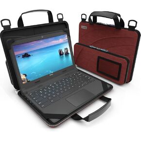 11-11.6 Inch Protective Always-on Chromebook Hard Case with Accessory Pouch and Adjustable Shoulder Strap