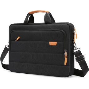 MOSISO Laptop Shoulder Messenger Bag, 15-15.6 inch Computer Bag Compatible with MacBook Pro 16 inch, HP, Dell, Lenovo, Asus Notebook, Briefcase with Front Rectangle & Horizontal Pockets & Belt, Black