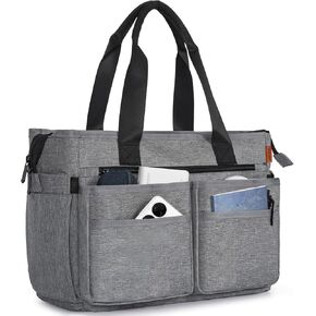 Utility Tote Bag for Women, Multi Pockets Shoulder Bag with Zipper, Laptop Handbag for Teacher, Working Women, Nurses