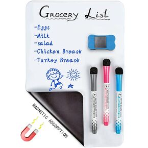 12" X 8"Whiteboard Magnetic Dry Erase Board Self Adhesive for Any Smooth Surface with New Stain Resistant Technology,Home Kitchen Fridge Shopping List and Office Notice Board