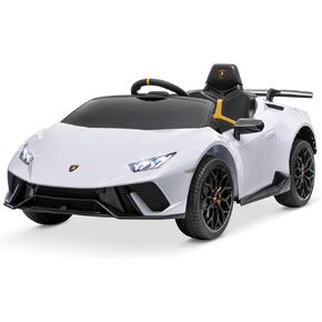 Kidzone Kids 12V Licensed Lamborghini Huracan Ride On Car Battery Powered Electric Vehicle Toy with 2 Speeds, 4-Wheel Drive, Suspension System, 2.4G Remote Parent Control, MP3, LED Headlights - Blue