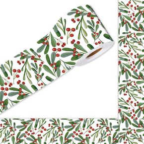 AnyDesign 65Ft Christmas Bulletin Board Border Xmas Holly Berry Die Cut Border Trim Roll for Home Classroom Winter Party Wall Decoration