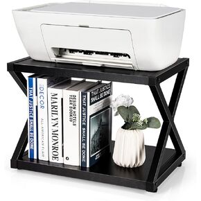 حامل طابعة سطح المكتب من Tangkula بطبقتين، رف كتب تخزين خشبي مع 4 وسادات مضادة للانزلاق قابلة للتعديل، منظم تخزين على سطح الطاولة على شكل X، مثالي للمنزل والمكتب in Kuwait