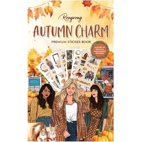 كتاب ملصقات سحر الخريف - كتاب ملصقات مخطط للمخططين والتقويمات والمجلات ولوحات الرؤية - جودة جمالية ممتازة مرسومة يدويًا - ملحقات سجل القصاصات - 24 صفحة in Kuwait