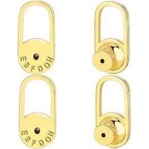 Earring Backs for Droopy Ears,4pcs Firm U Shape Earring Lifter Backs for Heavy Earrings Locking Earring Backing Replacements for Studs Large Backers for Stretched Earlobes,Gold