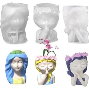 Katutude 3 Pack Silicone Flower Pot Mold Planter Molds for Epoxy Resin Concrete Cement Clay DIY Art Crafts Candle Holder Molds Desktop Pen Holders Resin Mold Succulent Plant Pot Mold