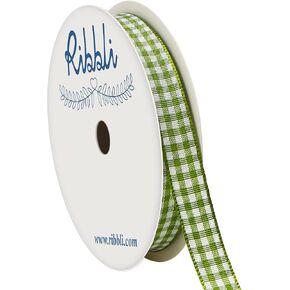 Ribbli Green and Red Gingham Ribbon,Polyester Woven Edge,3/8 Inch x 10 Yard,Plaid Ribbon,Use for Gift Wrapping,Party Decoration