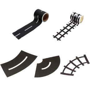 Toyvian Road Car Tape Toy Straight Curve Track Sticker Rolls Traffic Signs DIY Floors and Walls Train Track Model Decals Children Education Toy
