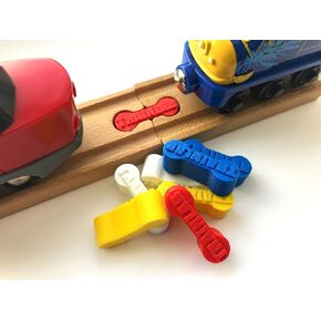 TrainLab.com DogBone Wooden Train Track Connectors, Adapters Compatible with Thomas and Friends, Brio, and All Wooden Railway Systems (8-Pack Fun Set for Kids and Adults)