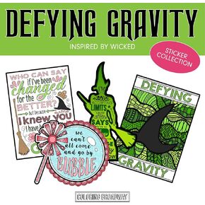 Coloring Broadway - Elphaba Stickers - Set of 5 Stickers Inspired by Wicked - Quality, die-Cut, Bubble Free Vinyl. (2.98" x 4" - Set of 5)