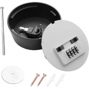 YAODHAOD Key Lock Box, Wall Mounted Round Key Safe Box, 4 Digit Combination Lockbox for Outside House Keys, Large Capacity Key Safe Lock Box for Home,Warehouse,Indoor & Outdoor (Gray)