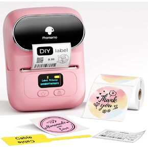 Phomemo M110 Label Maker Machine with Tape, Barcode Label Printer, Bluetooth Portable Thermal Printer for Small Business, Sticker Printer for Address, Logo, Clothing, Mailing, with 100PCS Labels