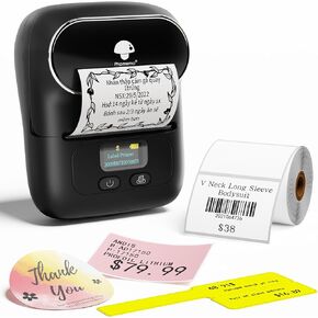 Phomemo M110 Label Maker Machine with Tape, Barcode Label Printer, Bluetooth Portable Thermal Printer for Small Business, Sticker Printer for Address, Logo, Clothing, Mailing, with 100PCS Labels