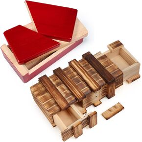 HyDren 2 Pcs Puzzle Boxes Christmas Wooden Secret Box with Secret Compartment 3D Brainteaser Box Secret Lock Box Wood Brain Teaser Puzzle Difficult Puzzle Gifts Brainteaser Game