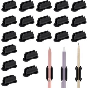 cobee Silicone Pencil Holder, 20 Adhesive Pencil Universal Pen Holder for Desk Wall Marker Clip Clipboard School Office Teacher Classroom Organizer Accessories(black)