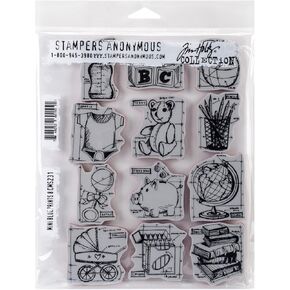 Stampers Anonymous Cling Mounted Stamp Fresh Brewed Blueprint, 7 x 8.5, Red, Black
