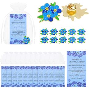 24 Sets Funeral Favors for Guest Memorial Pins Celebration of Life Decorations lily Lapel Pin Brooches Poem Cards White Organza Bags Gift Bag for Who Loss Loved One(24 Sets,Lily)