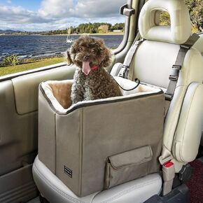 Petsfit Dog Car Seat for Medium Dogs or 2 Small Dogs, Upgraded Dog Booster Car Seat for Front and Back Seats with 2 Safety Leashes (Medium, Deep Grey)
