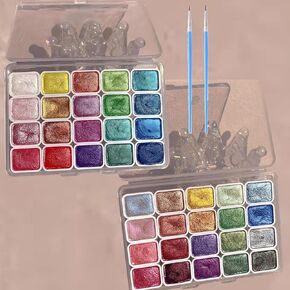 2pc Forestry Shifting Watercolor Painting Set - Shimmer Metallic and Color Shifting Watercolor Paint - Complete Colorful Painting Kit for Art Painting