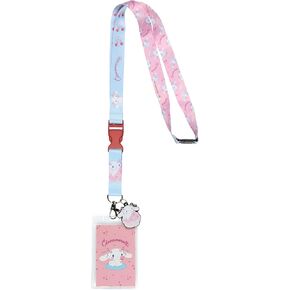 Cinnamoroll Reversible ID Lanyard Badge Holder with Cherry Design Card and 2" Rubber Cinnamoroll Pendant