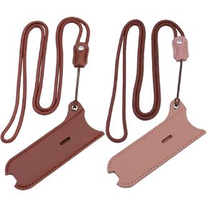 lanyard PU protective sleeve/outdoor anti-lost removable nylon rope artificial leather protective sleeve compatible with r-e-x/J-u-l/mo-t/yo-z etc. [2pack ] [brown+pink]