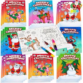 JOYIN 24 Pcs Christmas Coloring Book Bulk for Kids Mini Christmas Coloring Books in 6 Covers Great Gift Girls and Boys, Holiday Presents and Party Favors