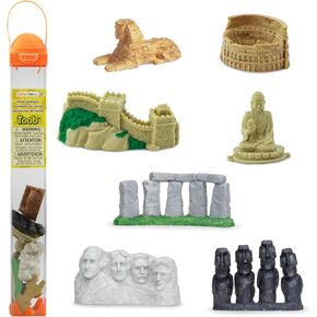 Safari Ltd. World Landmarks TOOB - 7 Figurines: Mount Rushmore, Great Wall, Easter Island heads, Colosseum, Sphinx, Stonehenge - Educational Toy Figures For Boys, Girls & Kids Ages 3+