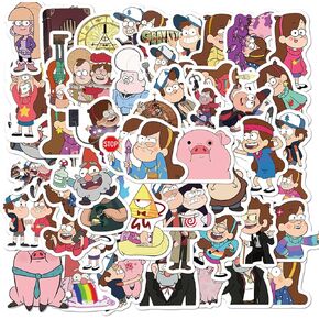 50Pcs Gravity Falls Sticker, Funny Cartoon Gravity Falls Waterproof Vinyl Stickers for Teen Kids Adult Water Bottle, Laptop, Phone, Computer, Guitar, Notebook