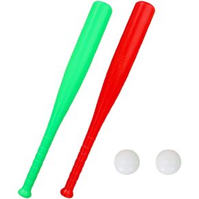 Toyvian 2 Sets Kids Baseball Bat Set, Plastic Baseball Bat and Ball Fun Baseball Practice Set T Ball Game Playing for Toddlers Boys Girls Outdoor Sport Toys