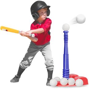 مجموعة BELLOCHIDDO Tball للأطفال الصغار من عمر 3 إلى 5 سنوات - تتضمن مجموعات T-Ball للأطفال الصغار مضرب ضرب قابل للسحب وقواعد بيسبول و6 كرات، وألعاب رياضية داخلية وخارجية | هدايا للأعمار من 3 4 5 6 سنوات للأولاد والبنات in Kuwait