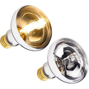 wuhostam الزواحف UVA مصباح الحرارة بقعة الفرح، 50W المصابيح الحرارة ضوء النهار الأبيض الناعم، غطاء الشظية ضوء الشمس الفرح للزواحف والبرمائيات، التنين الملتحي، سحلية، سلحفاة، ثعبان، 2 حزمة