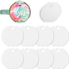 20 Pcs Sublimation Name Plate Blanks, Personalized Name Tag for Stanley 40 oz Tumblers Sublimation Topper Blank Name Tag Customized Designs for Stanley Cups (Rounded)