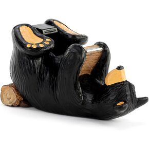DEMDACO Bearfoots by Jeff Fleming Beary at Work Black 6 x 3.5 Hand cast Resin Christmas Desk Tape Dispenser
