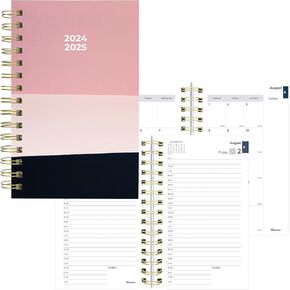 Blueline Essential Academic Daily/Monthly Planner, August 2023 to July 2024, Gold Twin-Wire Binding, Poly Cover, 8" x 5", Blossom Design, Yellow (CA214PG.02-24)
