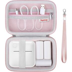 Hard Carrying Case for INVISEN/VFU/lopevi Label Maker Machine, Thermal Label Printer Bluetooth Label Maker Machine Storage Case with Mesh Pocket for Rolls Paper, USB Cabel, Grey