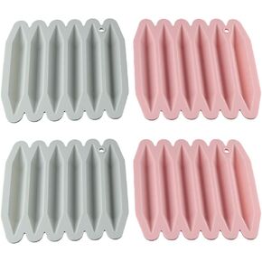 4 Pcs Crayon Mold 3D Silicone Triangular Crayon Molds Reusable Double Tipped Crayon Molds for DIY Crafting,Pink Grey
