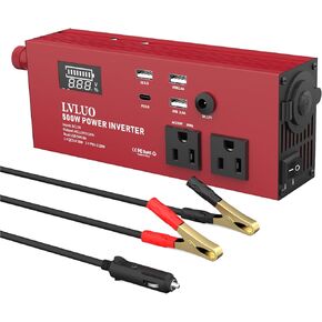 محول طاقة 300 واط تيار مستمر 12 فولت إلى 110 فولت تيار متردد للسيارة مع محول سيارة USB مزدوج 5.4 أمبير in Kuwait