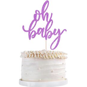 Glitter Oh Baby Cake Topper, Baby Party Cake Decoration, Baby Baptism or New Baby Gender Reveal Party Cake Decoration. (gold)