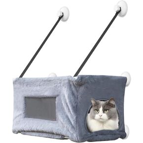 مجثم نافذة للقطط، سرير للقطط بنافذة مجثم للقطط، مقعد نافذة للقطط من القطيفة الناعمة، أرجوحة نافذة للقطط بمستويين مع 6 أكواب شفط وإطار صلب in Kuwait