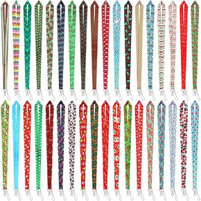 36 Pcs Christmas Holiday Lanyards for ID Badges ID Tag Name Badge Lanyard with Swivel Hook Neck Christmas Keychains Seasonal Fun Lanyard for Office Home Card Phone, 36 Designs