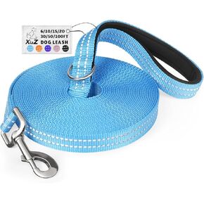 Long Dog Leash 30 Feet XiaZ Long Leash for Dog Training Long Line Dog Leash 30ft Long Leash for Dogs Outside Blue 30 Foot Dog Training Leash Nylon Padded Handle Reflective Hiking Camping Yard