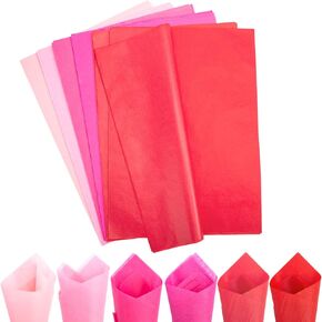 Koogel 320 Sheets Red Tissue Paper, Pink Tissue Paper Bulk 14 x 10 Inch Romantic Tissue Paper 6 Colors for Birthday Wedding Small Gift Wrapping DIY Project