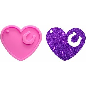 Shiny Glossy Heart and Horseshoe Shape Silicone Molds for DIY Craft Keychain Polymer Clay Mold Epoxy Pendant Resin Crafting Making Cake Decoration Fondant Mould