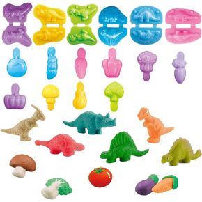 Unleash Creativity with 6 Unique Dino Molds Dough Toys Dough Accessories Set Whit 5 Bright Color Clays.Ideal as a Gift for Kids Aged 3-4-8 Years
