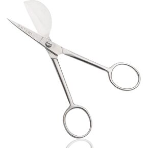 Ontaki Dual Bent Machine Embroidery Scissors - 6.5" Premium German Steel Applique Fabric Angled Handle Curved Razor-Sharp Small Tip Optimal Precision Stitches - Duckbill Scissors for Embroidery