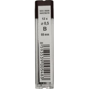 Koh-I-Noor Rapidomatic Lead Refills, 0.5mm Dia., B Degree, 12 Leads/Pack