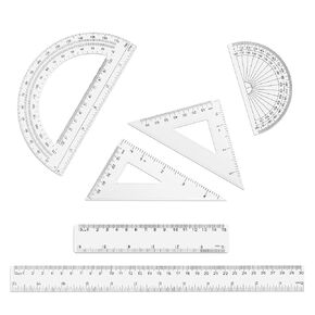 6pcs Ruler Set, 12 & 6 Inch Straight Ruler Protractor Triangle Ruler Plastic Clear Ruler Geometry Set Math Ruler Measuring Tools for School Classroom Office Student Home Drawing Supplies